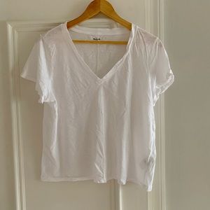 Madewell White V Neck Tee Size Large